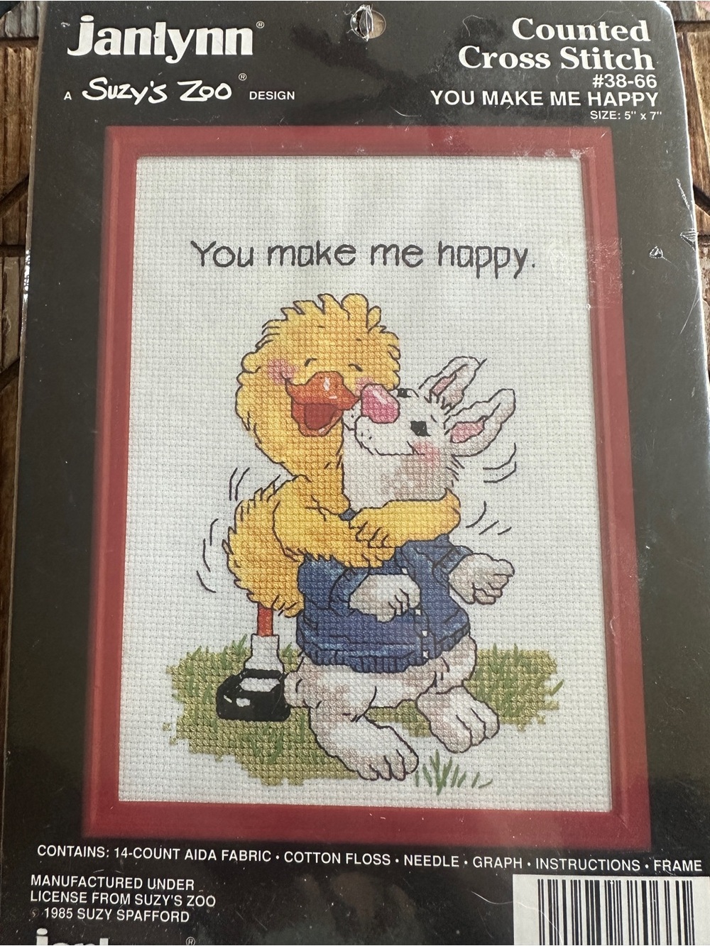 1985 Vintage Janlynn Suzy’s Zoo Counted Cross Stitch Kit, You Make Me Happy